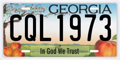 GA license plate CQL1973
