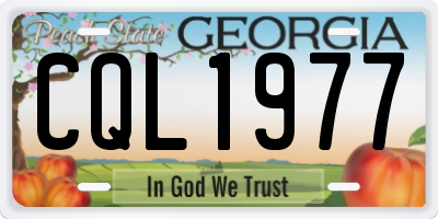 GA license plate CQL1977