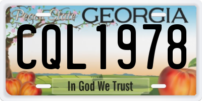 GA license plate CQL1978