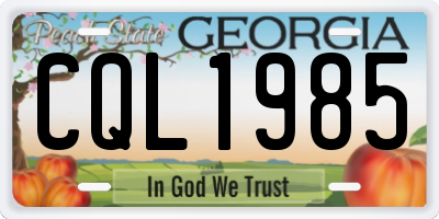 GA license plate CQL1985