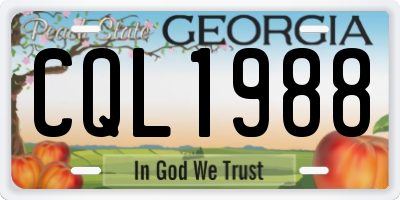 GA license plate CQL1988
