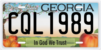 GA license plate CQL1989