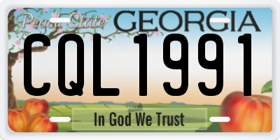 GA license plate CQL1991
