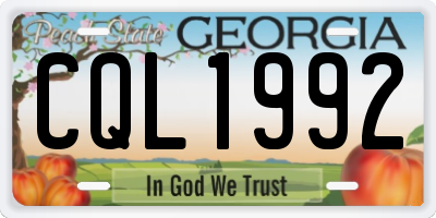 GA license plate CQL1992