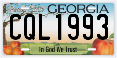 GA license plate CQL1993