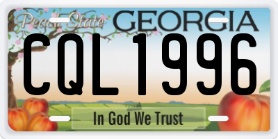 GA license plate CQL1996