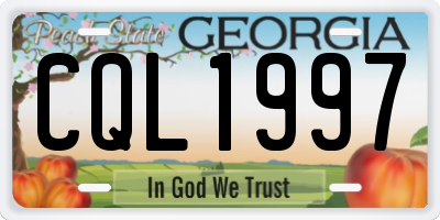 GA license plate CQL1997