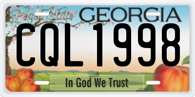 GA license plate CQL1998