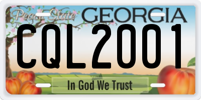 GA license plate CQL2001