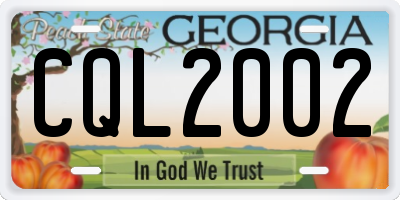 GA license plate CQL2002