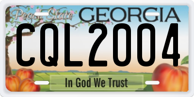 GA license plate CQL2004