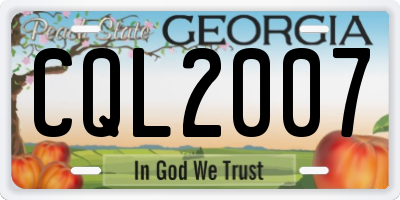 GA license plate CQL2007