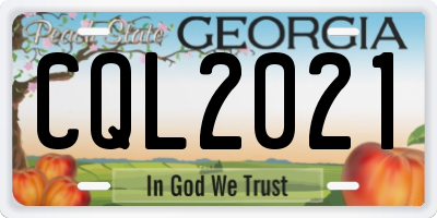 GA license plate CQL2021
