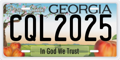 GA license plate CQL2025