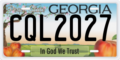 GA license plate CQL2027