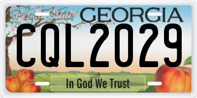 GA license plate CQL2029