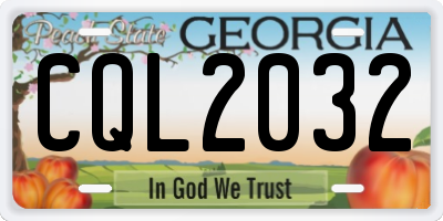 GA license plate CQL2032