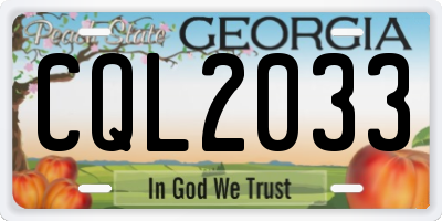 GA license plate CQL2033