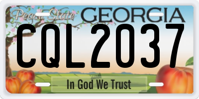 GA license plate CQL2037