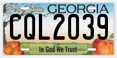 GA license plate CQL2039