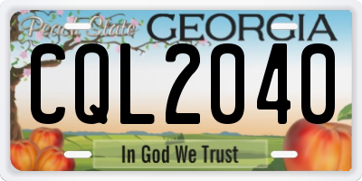 GA license plate CQL2040