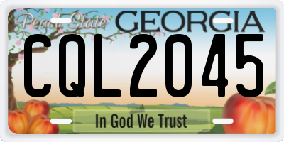 GA license plate CQL2045