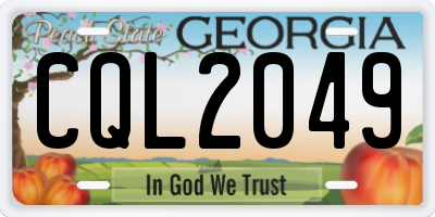 GA license plate CQL2049