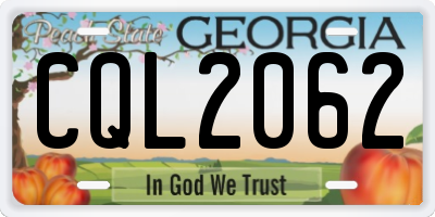 GA license plate CQL2062