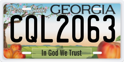 GA license plate CQL2063