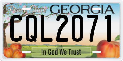 GA license plate CQL2071