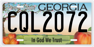 GA license plate CQL2072