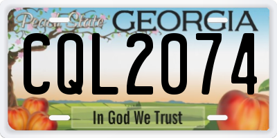 GA license plate CQL2074