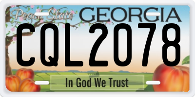 GA license plate CQL2078