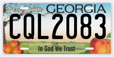 GA license plate CQL2083
