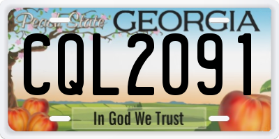 GA license plate CQL2091