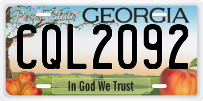 GA license plate CQL2092