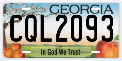 GA license plate CQL2093