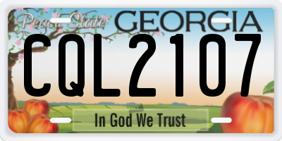 GA license plate CQL2107