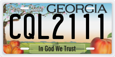 GA license plate CQL2111