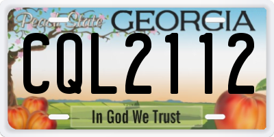 GA license plate CQL2112