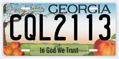 GA license plate CQL2113