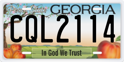 GA license plate CQL2114