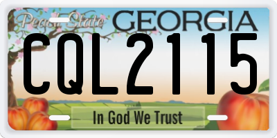GA license plate CQL2115