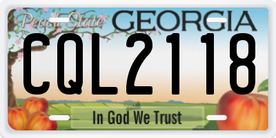 GA license plate CQL2118