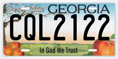 GA license plate CQL2122