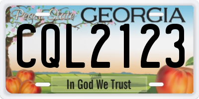 GA license plate CQL2123
