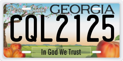 GA license plate CQL2125