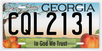 GA license plate CQL2131
