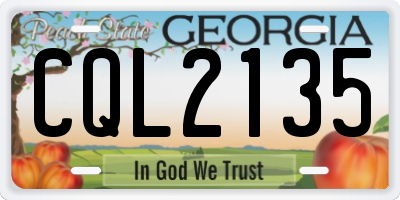 GA license plate CQL2135