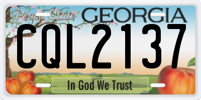 GA license plate CQL2137